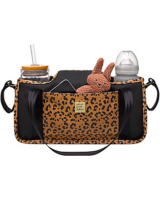 Petunia Pickle Bottom Wander Stroller Caddy - Leopard Leatherette- Suitable for all Strollers! Stroller Accessories
