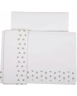 Picci 3-Pieces Bed Set for Lella Co-Sleeping Cot, Grey Leaves - Pillowcase, cover sheet and fitted sheet Bed Sheets