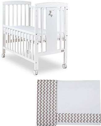 Picci Bedroom Set - Lella Crudle with Mattress included + Textile Set - Grey Zig Zag Next To Me Cribs