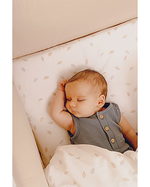 Picci Dili Best Mattress Cover - White Leaves - 90x180 cm - GOTS and Oeko-Tex Certified Bamboo and Cotton Bed Sheets and Pillow Cases