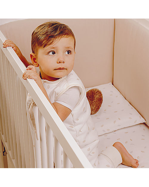 Picci Dili Best Mattress Cover - White Leaves - 90x180 cm - GOTS and Oeko-Tex Certified Bamboo and Cotton Bed Sheets and Pillow Cases