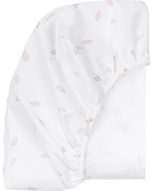 Picci Dili Best Mattress Cover - White Leaves - 90x180 cm - GOTS and Oeko-Tex Certified Bamboo and Cotton Bed Sheets and Pillow Cases