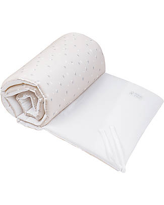 Picci Double Face Baby Bumper - Sun Dove Gray - 45x210cm - GOTS and Oeko-Tex Certified Bamboo and Cotton Bumpers