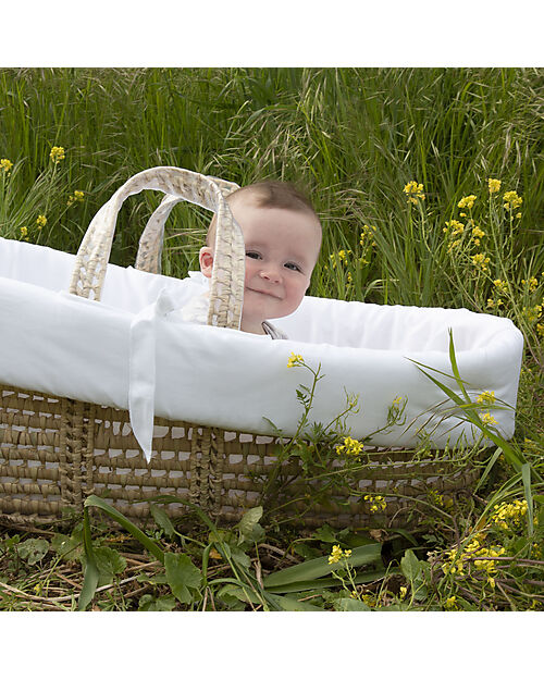 Picci Palm Baby Basket - Includes Pillow, Mattress, and Quilt - 86x56 cm Cribs & Moses Baskets