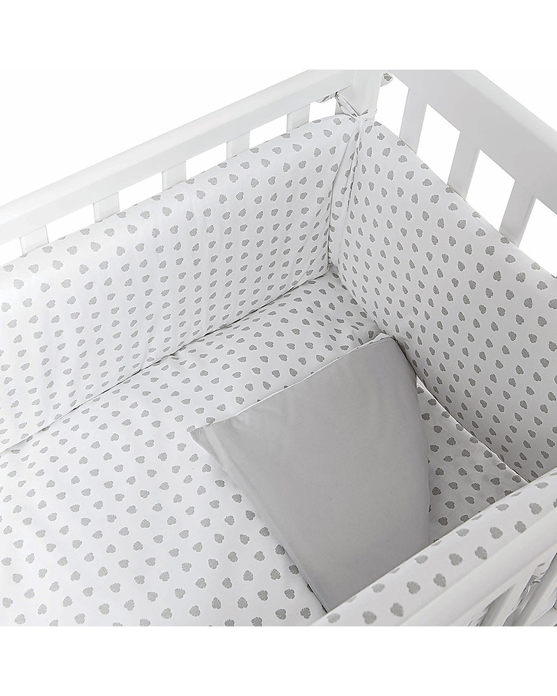 Picci Textile 4 Pieces Set For Lella Co Sleeping Cot Grey Leaves