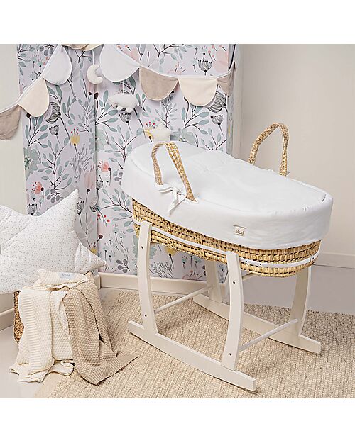 Picci Wooden Baby Basket Stand - White Cribs & Moses Baskets
