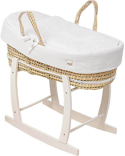 Picci Wooden Baby Basket Stand - White Cribs & Moses Baskets