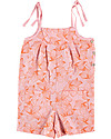 Picnik Girl's Short Jumpsuit, Pink/Flowers - 100% cotton Short Rompers