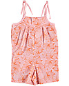 Picnik Girl's Short Jumpsuit, Pink/Flowers - 100% cotton Short Rompers