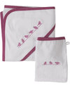 Pigeon - Organics for Kids Hooded Towel and Washcloth Set with Embroidered Birds - 100% Organic Cotton - Purple (Ideal as a new baby gift) Towels And Flannels
