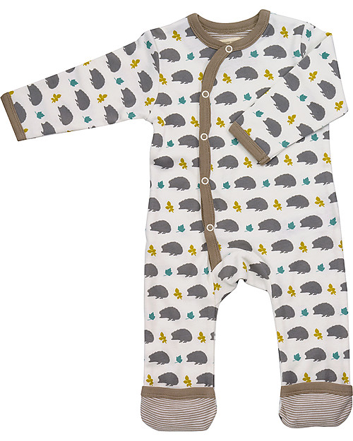 Pigeon - Organics for Kids Long Hedgehog Romper, Taupe - 100% Organic Cotton Babygrows