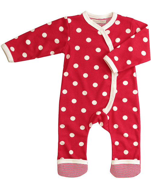 Pigeon - Organics for Kids Red Polka Dot Romper - 100% Organic Cotton Babygrows