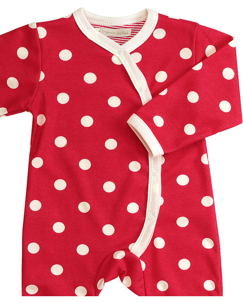 Pigeon - Organics for Kids Red Polka Dot Romper - 100% Organic Cotton Babygrows
