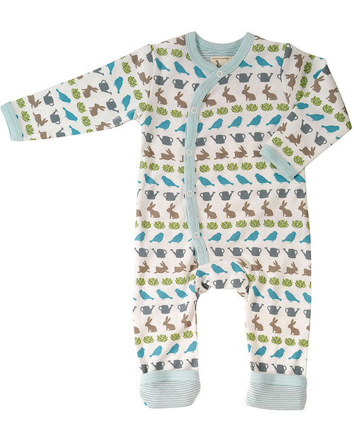 Pigeon - Organics for Kids Springtime Romper Light Blue - 100% Organic Cotton Babygrows
