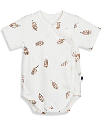 Pink No More Bodysuit Kimono with Short Sleeves - Cocoa - 100% Cotton Oeko-Tex Short Sleeves Bodies