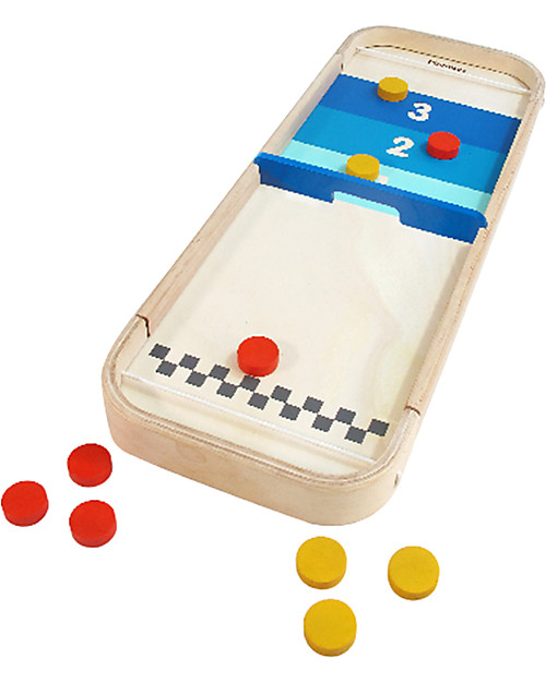 PlanToys 2in1 Wooden Board Game, Shuffleboard and Disc Flicking Ecofriendly and fun unisex