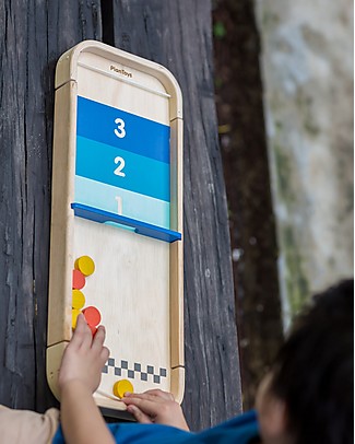 PlanToys 2-in-1 Wooden Board Game, Shuffleboard and Disc Flicking- Eco-friendly and fun Board Games