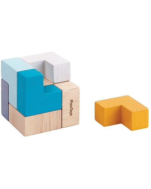 PlanToys 3D Wooden Puzzle - Solve the Cube! Wooden Blocks and Construction Sets