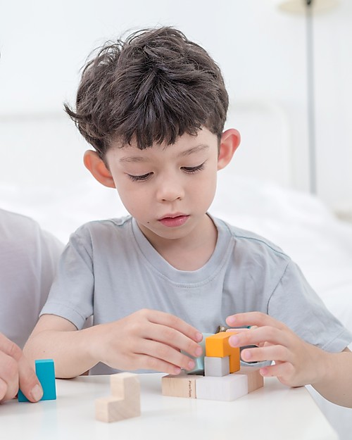 PlanToys 3D Wooden Puzzle - Solve the Cube! Wooden Blocks and Construction Sets