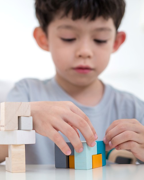 PlanToys 3D Wooden Puzzle - Solve the Cube! Wooden Blocks and Construction Sets