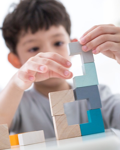 PlanToys 3D Wooden Puzzle - Solve the Cube! Wooden Blocks and Construction Sets