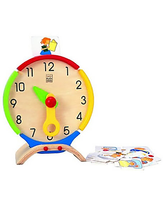 PlanToys Activity Clock, Wooden Toy - Teaches time perception! Montessori Toys