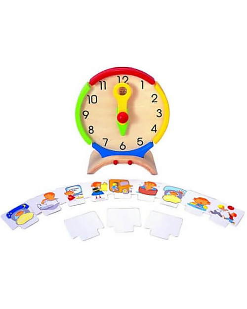 PlanToys Activity Clock, Wooden Toy - Teaches time perception! Montessori Toys