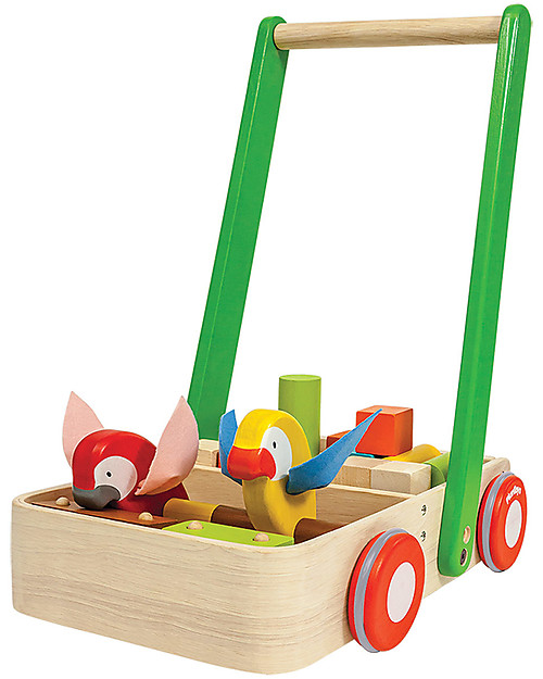 PlanToys Bird Walker, Wooden Push Toys - Encourages kids to walk! Push-Toys
