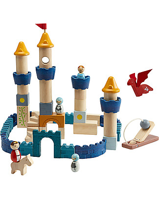 PlanToys Castle Wooden Blocks - Includes Characters Building Blocks