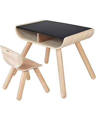 PlanToys Children Table + Chair Set, Black, 3-6 years - Design and sustainability! Tables And Chairs