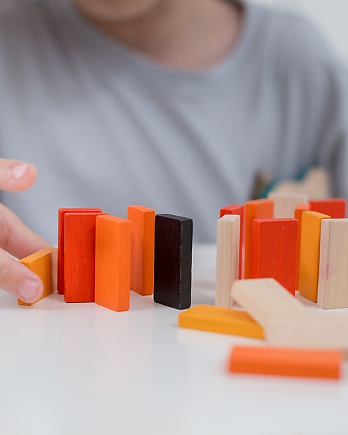 PlanToys Colorful Wooden Domino Race - Enhance Coordination and Concentration Board Games