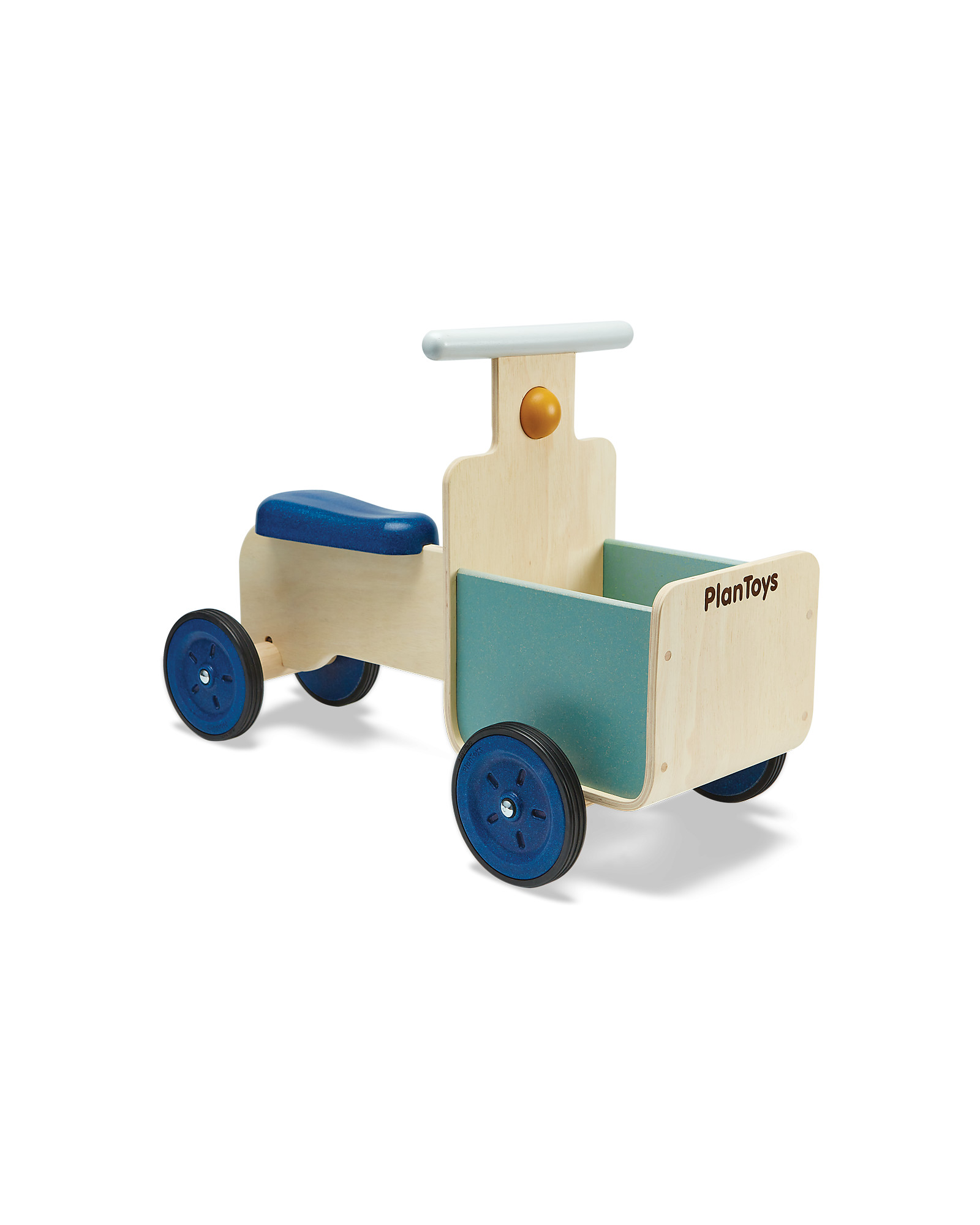 PlanToys Delivery Bike - Wooden Bike with Storage Container and Chalkboard  Details - 18 months/5 years - Orchard Collection - Light Blue unisex  (bambini)