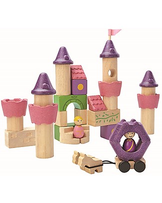 PlanToys Fairy Tale Wooden Blocks - 35 pieces, including prince and princess! Wooden Blocks and Construction Sets