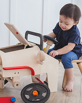 PlanToys Motor Mechanic - Multiple Realistic Feature! Wooden Toy Cars, Trains & Trucks