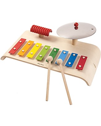 PlanToys Musical Set: Xylophone, Guiro and Cymbal - For Little Musicians! Musical Instruments