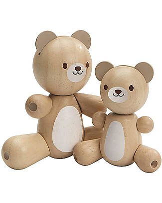 PlanToys OUTLET - Wooden Bear and Little Bear - Eco-friendly and Sweet! - Showroom Sample Wooden Animals