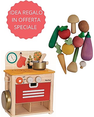 PlanToys PlanToys - Wooden Kitchen Set + Raduga Grez - Wooden Set Colored Vegetables Toy Kitchens