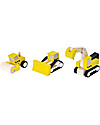 PlanToys Road Construction Set: Bulldozer, Steam Roller and Excavator Wooden Toy Cars, Trains & Trucks