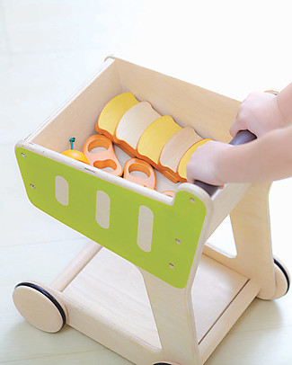 PlanToys Shopping Trolley, Wooden Push Toys - Encourages kids to walk! Push-Toys