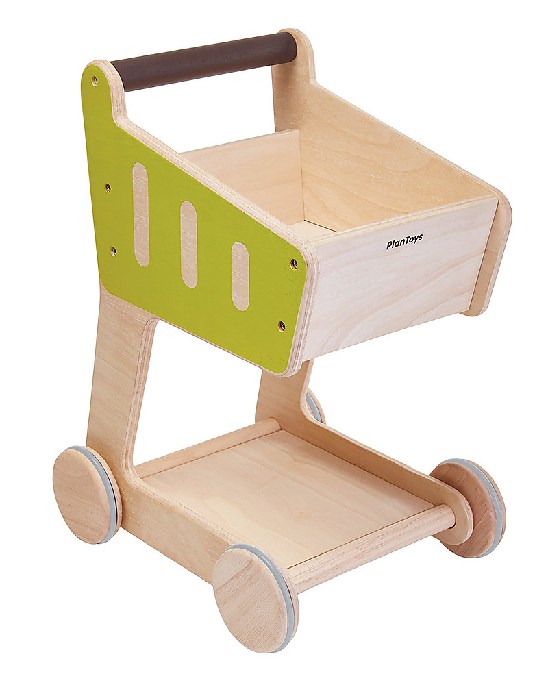 PlanToys Shopping Trolley, Wooden Push Toys Encourages kids to walk