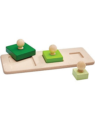 PlanToys Square Matching Puzzle, 3 pieces - Learn about Shapes Puzzles