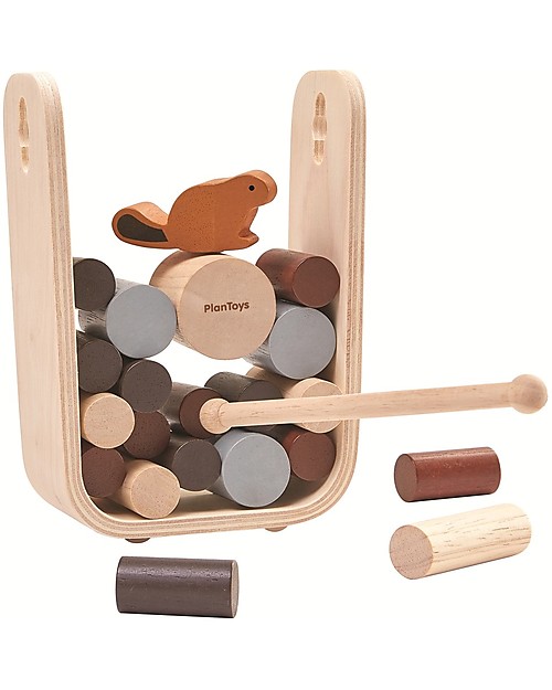 PlanToys Timber Tumble, the Beaver at the Dam - Educational and Funny for the whole Family! Board Games
