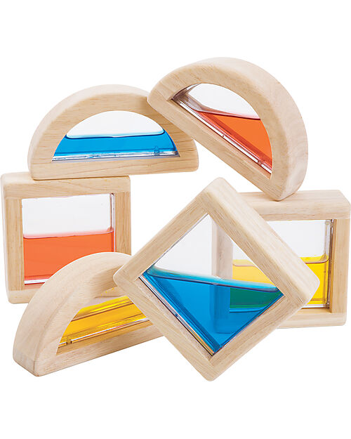 PlanToys Water Blocks - Discover the Colors - 100% Sustainable Wooden Game Wooden Blocks and Construction Sets