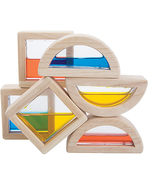 PlanToys Water Blocks - Discover the Colors - 100% Sustainable Wooden Game Wooden Blocks and Construction Sets