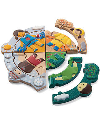 PlanToys Weather Dress-Up Puzzle and Stencils Wooden Stacking Toys
