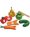 PlanToys Wonky Fruit & Vegetable Set - Teach to Reduce Food Waste Wooden Food