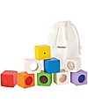 PlanToys Wooden Activity Blocks - Visual, Auditory and Tactile Development Wooden Blocks and Construction Sets