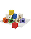 PlanToys Wooden Activity Blocks - Visual, Auditory and Tactile Development Wooden Blocks and Construction Sets