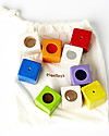 PlanToys Wooden Activity Blocks - Visual, Auditory and Tactile Development Wooden Blocks and Construction Sets