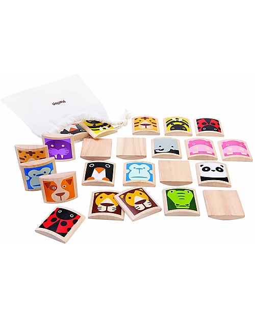PlanToys Wooden Animal Memory Game, 24 Tiles - Promotes Natural Learning! Memory Games
